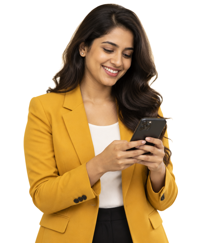 Business owner checking payments on her phone